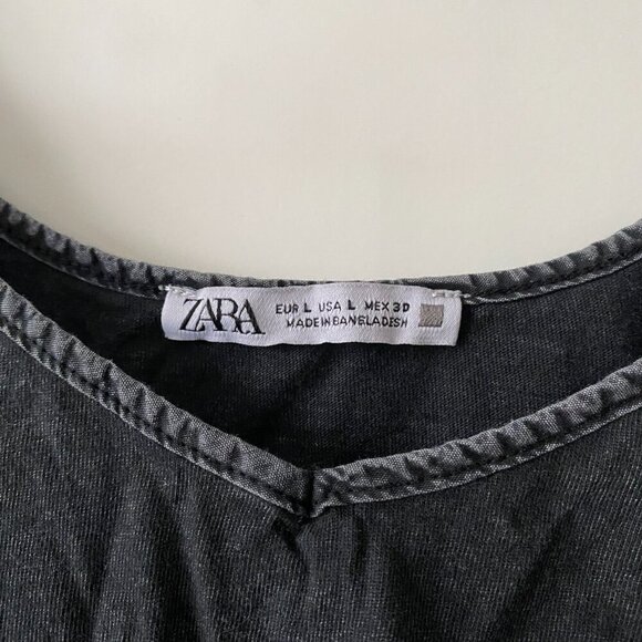 Zara | EUC Charcoal Gray Washed Effect Acid Wash V Neck Camisole Size Large - Picture 4 of 7